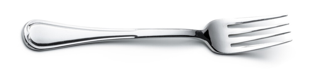 Stainless steel fork isolated on white background