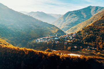 Vranduk castle in Bosnia. Aerial view.