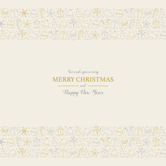 Beautiful Xmas getting card with Christmas pattern and wishes. Vector