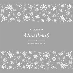 Christmas greeting card with hand drawn snowflakes and wishes. Xmas ornament. Vector