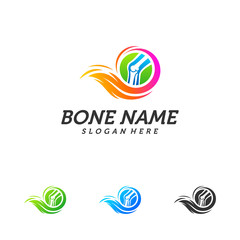 Fire Bone logo design template. Concept Vector of human body health. Emblem symbol Icon.