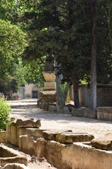 ancient roman necropolis Les Alyscamps in Arles, Provence, Southern France