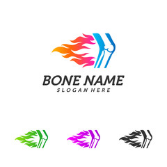 Fire Bone logo design template. Concept Vector of human body health. Emblem symbol Icon.