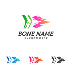 Fire Bone logo design template. Concept Vector of human body health. Emblem symbol Icon.