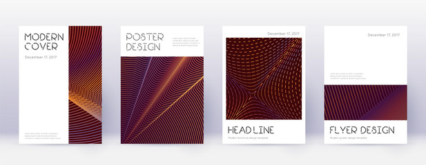 Minimal brochure design template set. Orange abstr