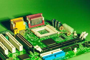 Close up of a electronic circuit board with processor
