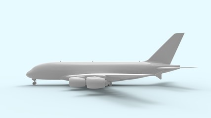 3d rendering of a commercial jumbo jet isolated in studio background