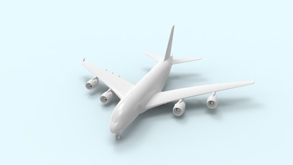 3d rendering of a commercial jumbo jet isolated in studio background