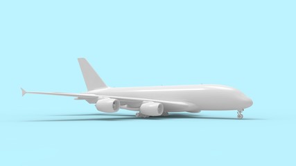3d rendering of a commercial jumbo jet isolated in studio background