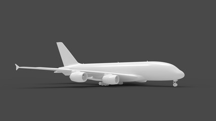 3d rendering of a commercial jumbo jet isolated in studio background