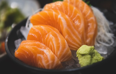 Salmon sashimi set  to serve.