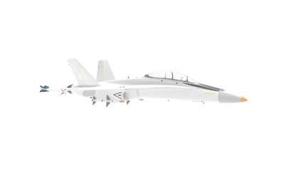 3d rendering of a millitary aircraft jet isolated on white background