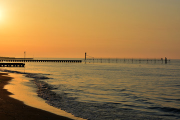 Jesolo beach on the Adriatic Sea at dawn