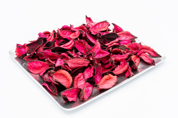 Dried Pink Flowers on White Background