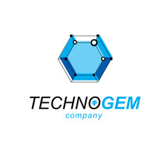 Construction industry symbol. Tech abstract shape, vector polygonal figure.