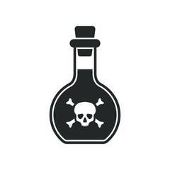 Bottle of poison graphic icon. Glass flask with venom sign isolated on white background. Vector illustration