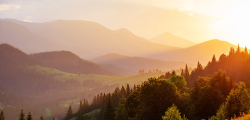 Beautiful sunset in Carpathian mountains - 311168864