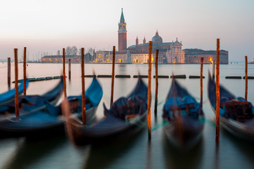 Sunrise at Venice with gondola and island of st george view © k_samurkas
