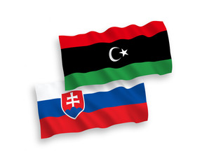 Flags of Slovakia and Libya on a white background