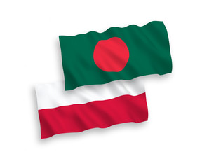 Flags of Bangladesh and Poland on a white background