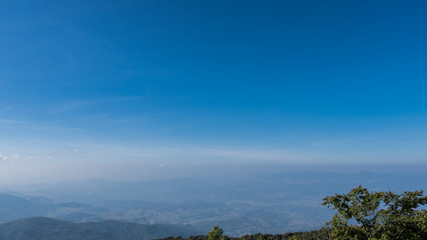 The beautiful mountain view of Doi Inthanon in Thailand.