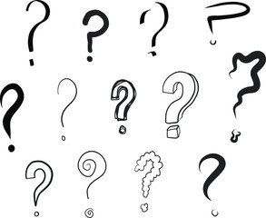 question mark hand drawing vector interrogation points sketches scribble illustration