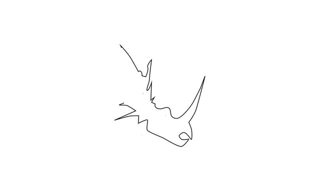 Self drawn line art sketch animation of Styracosaurus. Copy space.