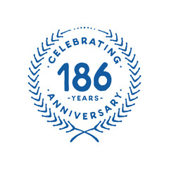 186 years design template. 186th logo. Vector and illustration.
