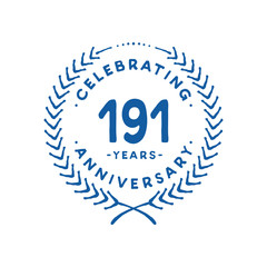 191 years design template. 191st logo. Vector and illustration.