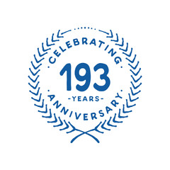 193 years design template. 193rd logo. Vector and illustration.