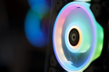 Close up of Computer RGB gaming, Illuminated by colored LED