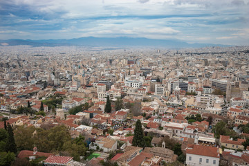 Fototapeta na wymiar Aerial city view in Athens, Greece with beautiful sky