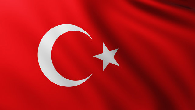 Large Flag of Turkey background in the wind