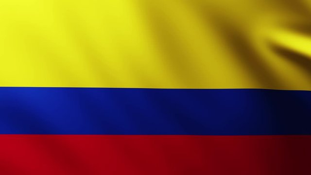 Large Colombian flag fullscreen background fluttering in the wind