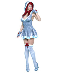 Young beautiful Santa girl.