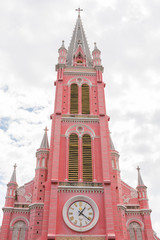 Fototapeta na wymiar Tan Dinh Church or the Pink Catholic Church in Ho Chi Minh City, Vietnam