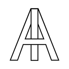 Logo ai icon sign two interlaced letters A, i vector logo ai first capital letters pattern alphabet a, i
