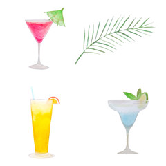 Watercolor tropical cocktails. Great for invitations, cards, web sites, textiles and other creative projects.