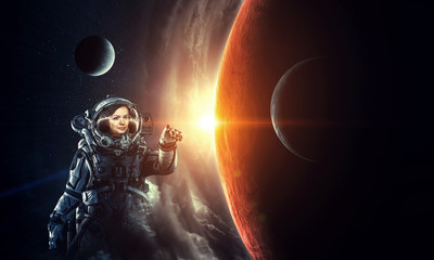 Exploring outer space. Mixed media