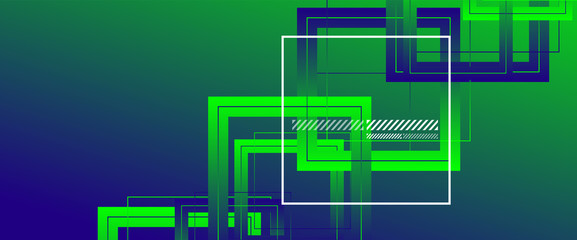 Abstract background with simple square or rectangle geometrical shapes. Geometric template with fluid gradients. Line design, technology concept. Vector Illustration For Wallpaper, Banner Background