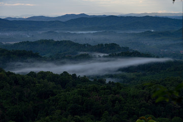 Forest and mountain in Sangkhlaburi District, Kanchanaburi Thailand 2019.