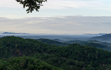 Forest and mountain in Sangkhlaburi District, Kanchanaburi Thailand 2019.