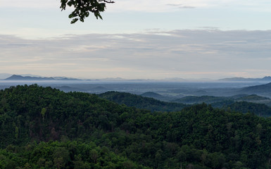 Forest and mountain in Sangkhlaburi District, Kanchanaburi Thailand 2019.