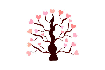 EPS 10 vector. Love tree with hearts on white background.