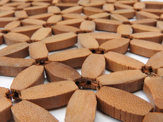 High anghle view of bamboo mat isolated on white background.  Regular pattern. Could be background.