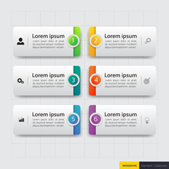 Infographics design template, Business concept with 6 steps or options, can be used for workflow layout, diagram, annual report, web design.Creative banner,label vector