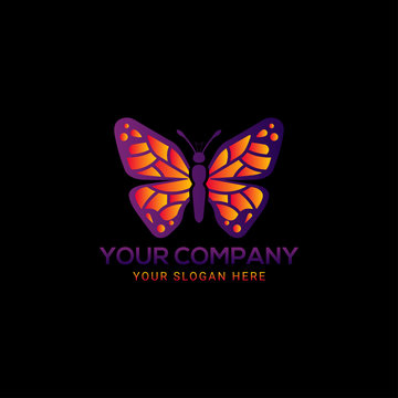 Creative realistic colorful butterfly logo design