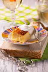 Fresh cottage cheese casserole cooked at home