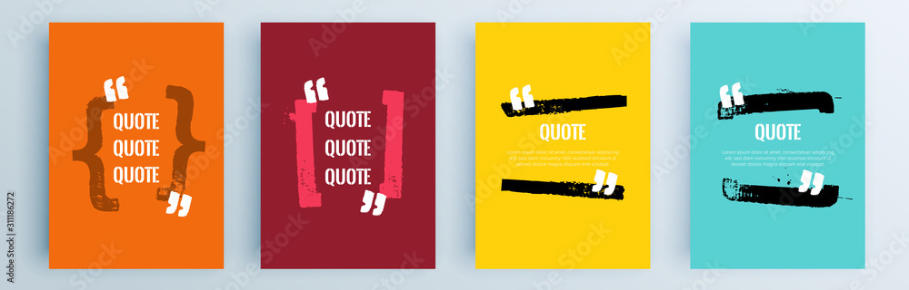 Fototapete quote frames blank templates set. text in brackets, citation empty speech bubbles, quote bubbles. te