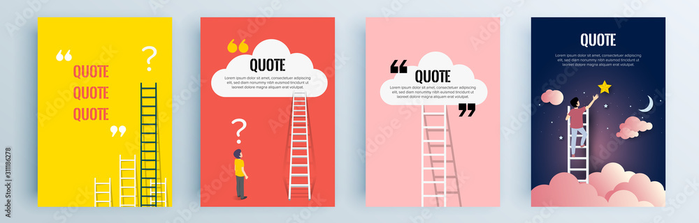 Poster quote frames blank templates set. text in brackets, citation empty speech bubbles, quote bubbles. te